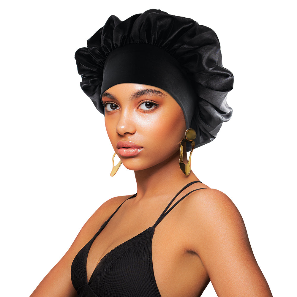 SATIN WIDE-EDGE SOLID COLOR BONNET CAP