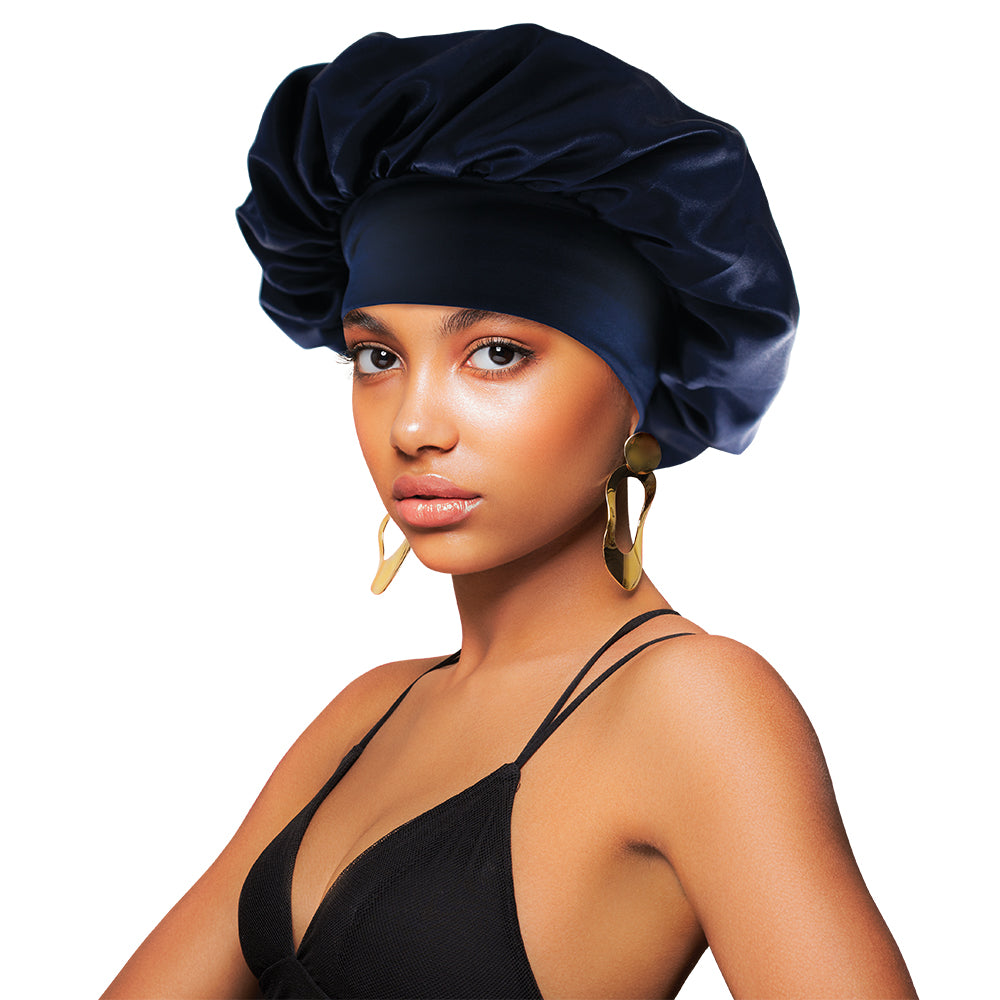 SATIN WIDE-EDGE SOLID COLOR BONNET CAP