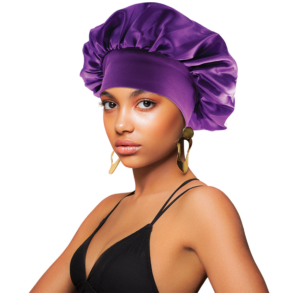 SATIN WIDE-EDGE SOLID COLOR BONNET CAP