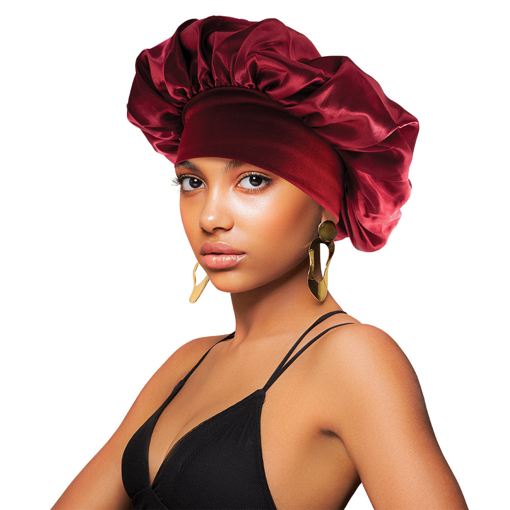 SATIN WIDE-EDGE SOLID COLOR BONNET CAP