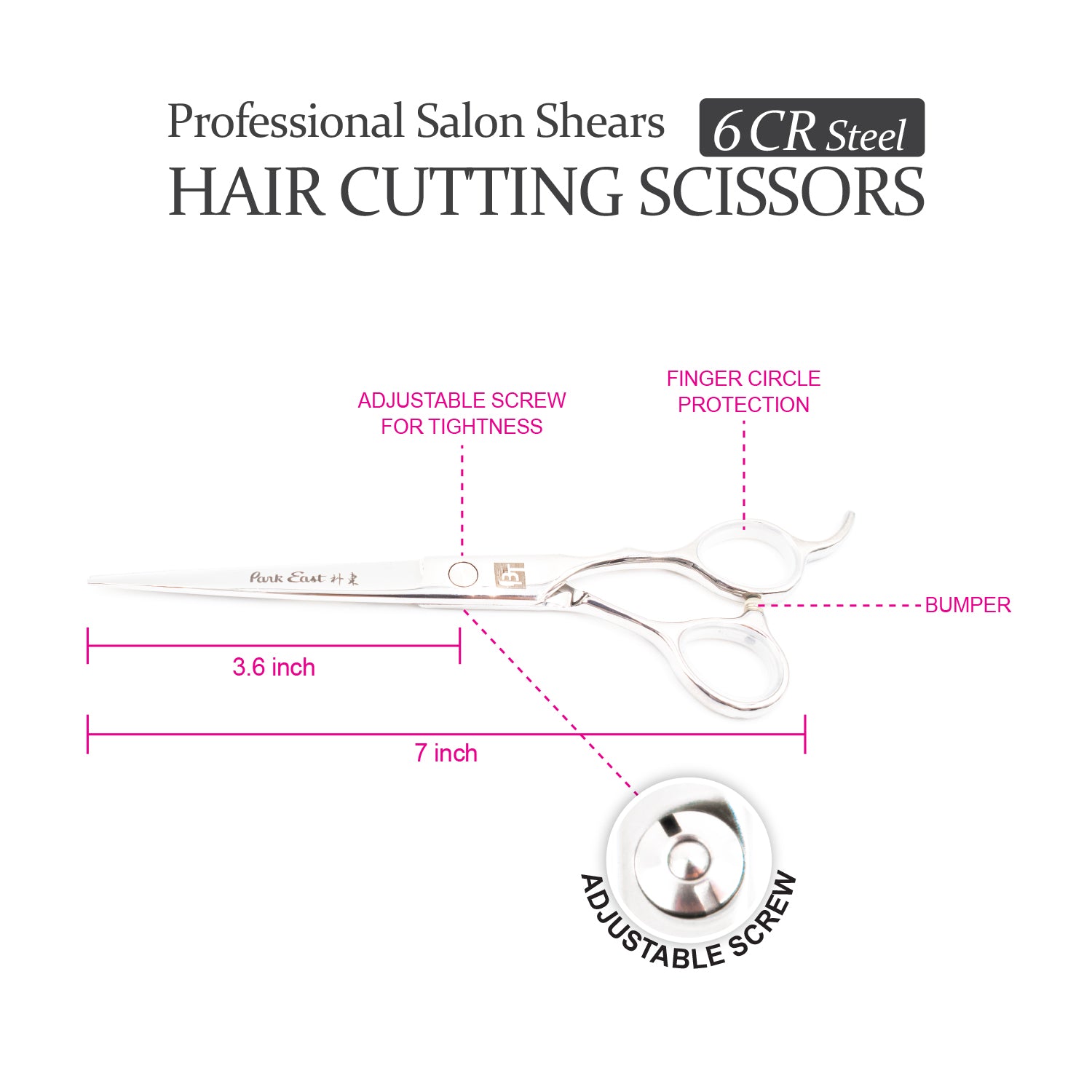 Professional 7" Salon Hair Cutting Scissors (6CR Steel)