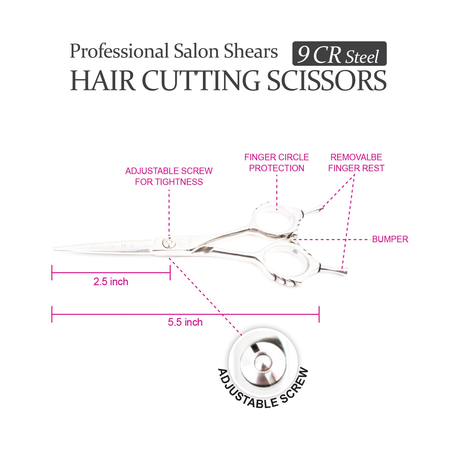 Professional 5.5" Salon Hair Cutting Scissors (9CR Steel)