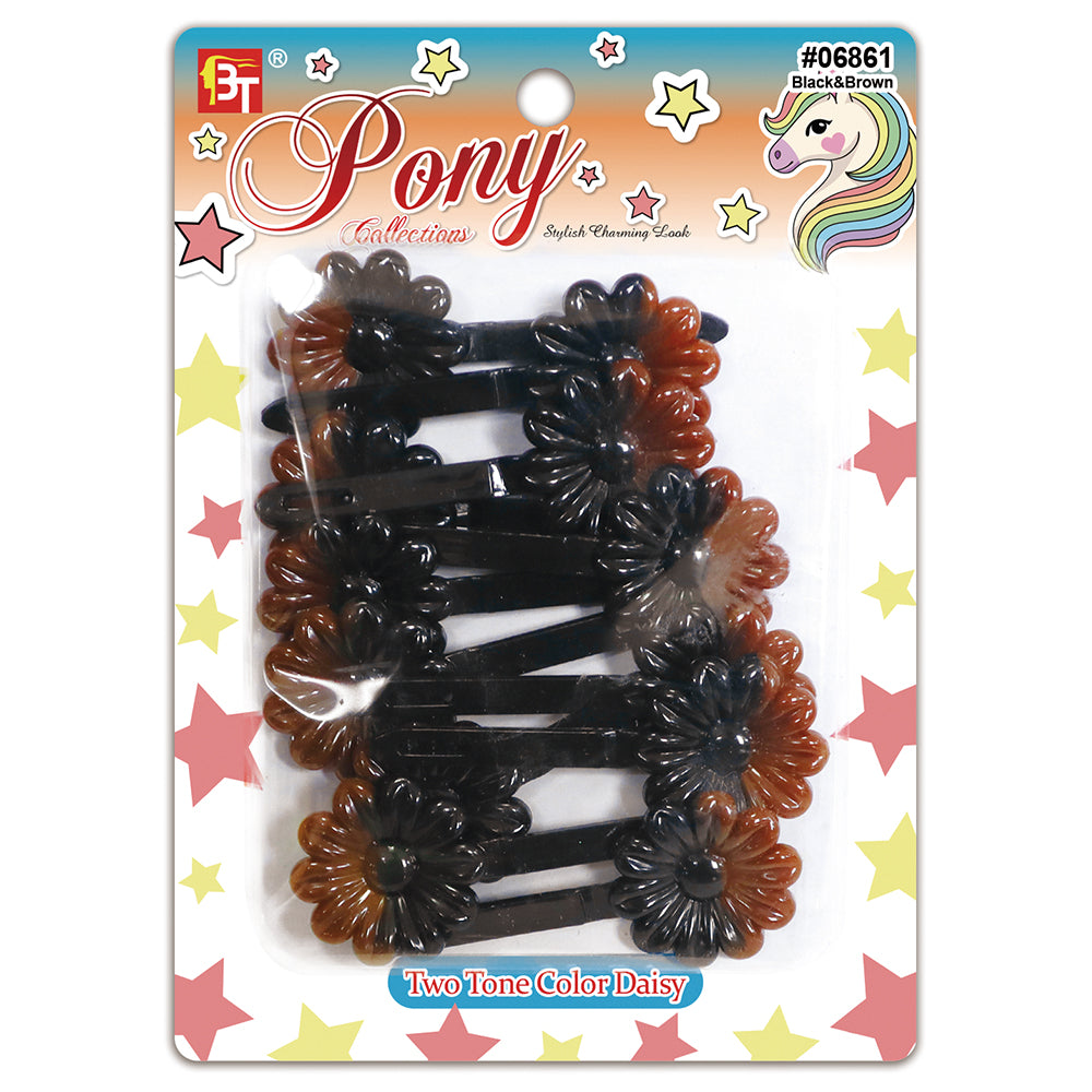 BARRETTES BLACK TWO TONE COLOR DAISY