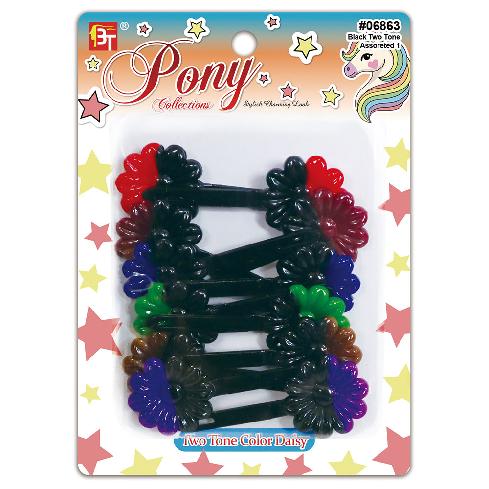 BARRETTES BLACK TWO TONE COLOR DAISY