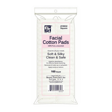 FACIAL COTTON PADS 160 PCS SQUARE (100% PURE, UNSCENTED)