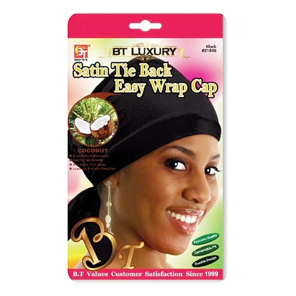 Satin Tie Back Easy Wrap Cap - Coconut Oil Treated