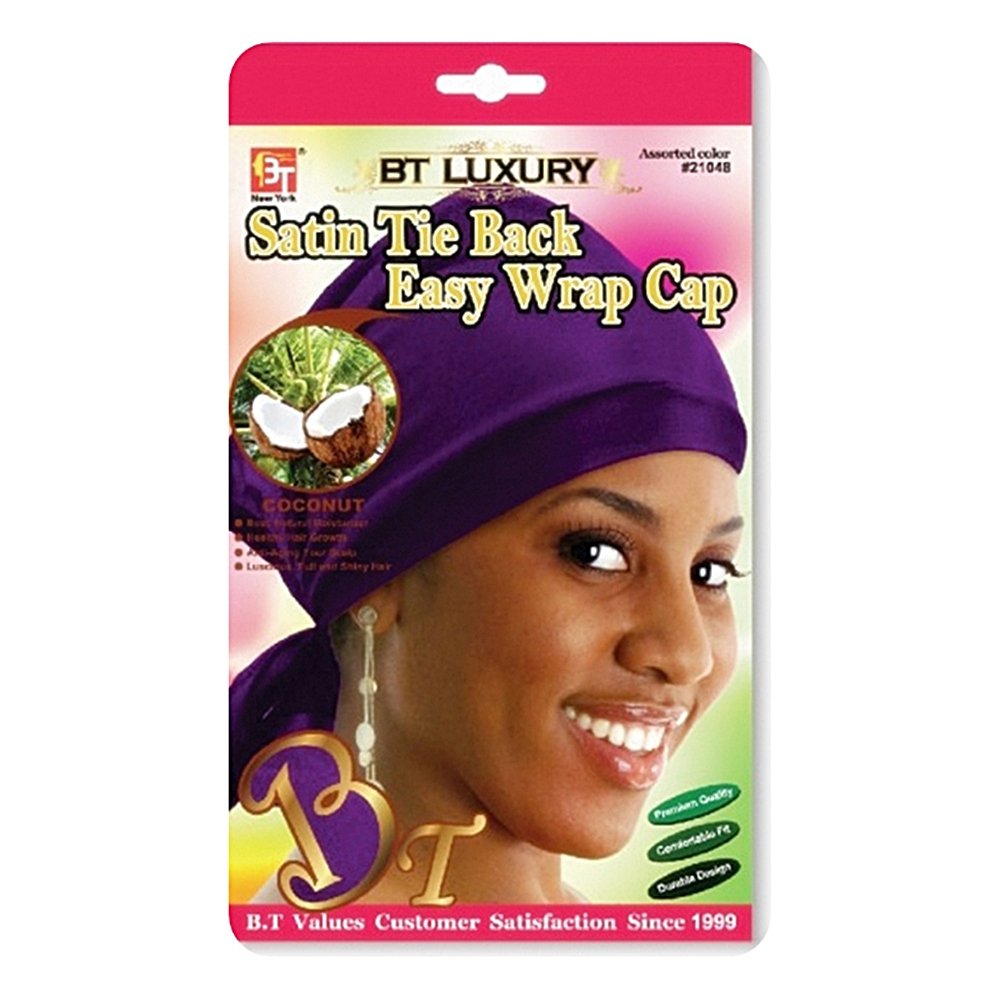 Satin Tie Back Easy Wrap Cap - Coconut Oil Treated